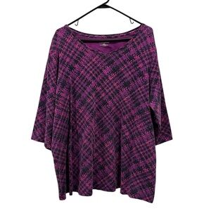 Catherines Purple and Black 3/4 Sleeve Blouse